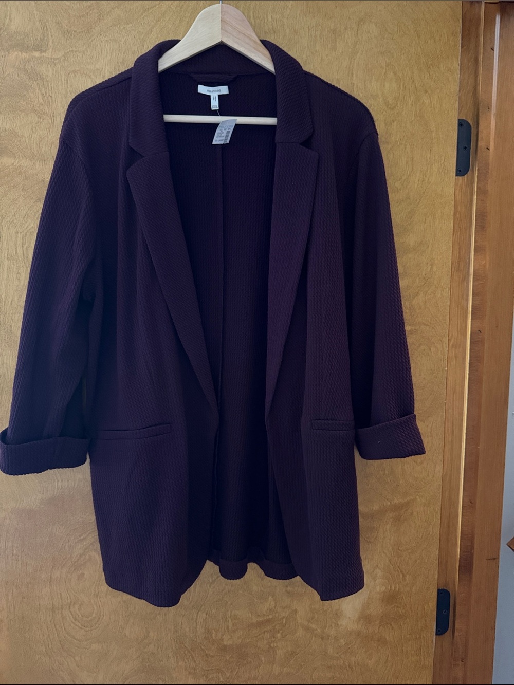 Maurices women’s  Deep Plum Open-Front Blazer NWT
